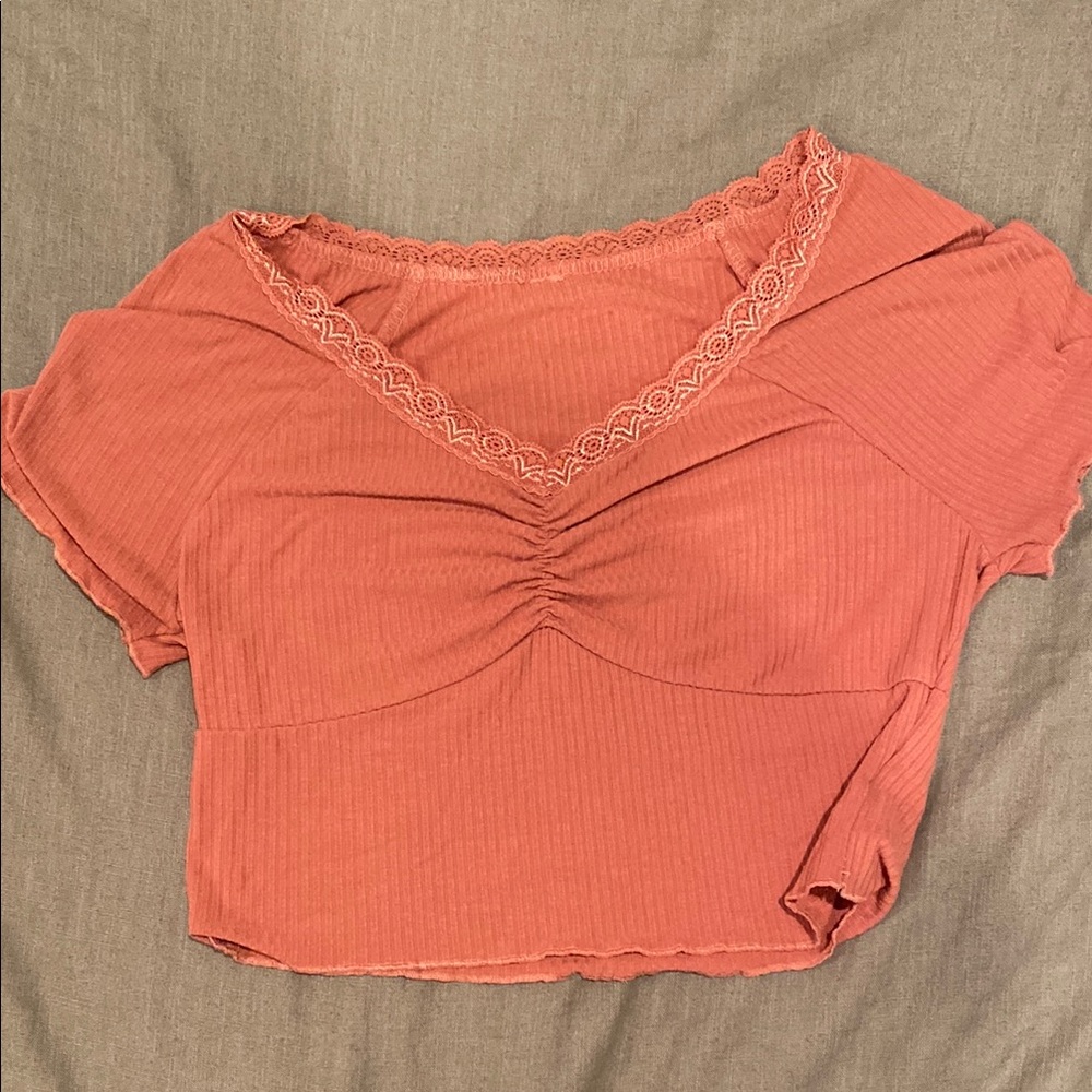Women's Rust Top with Lace Detail
